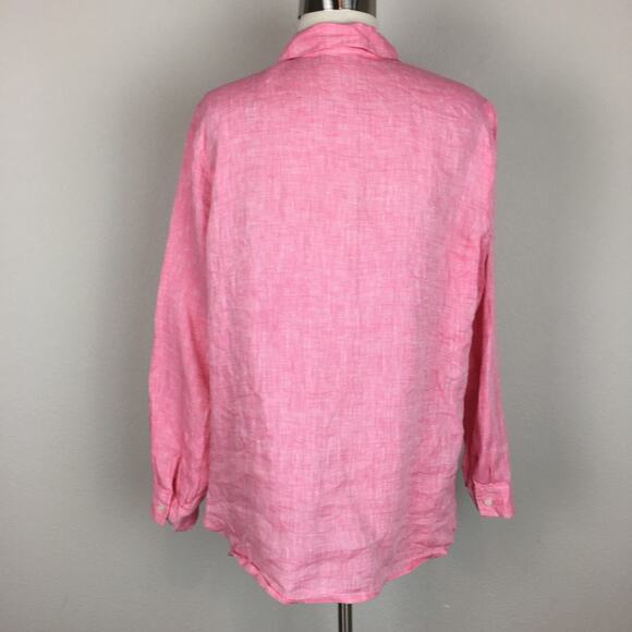 J Jill Love Linen Pink Button Down Small - Picture 4 of 6